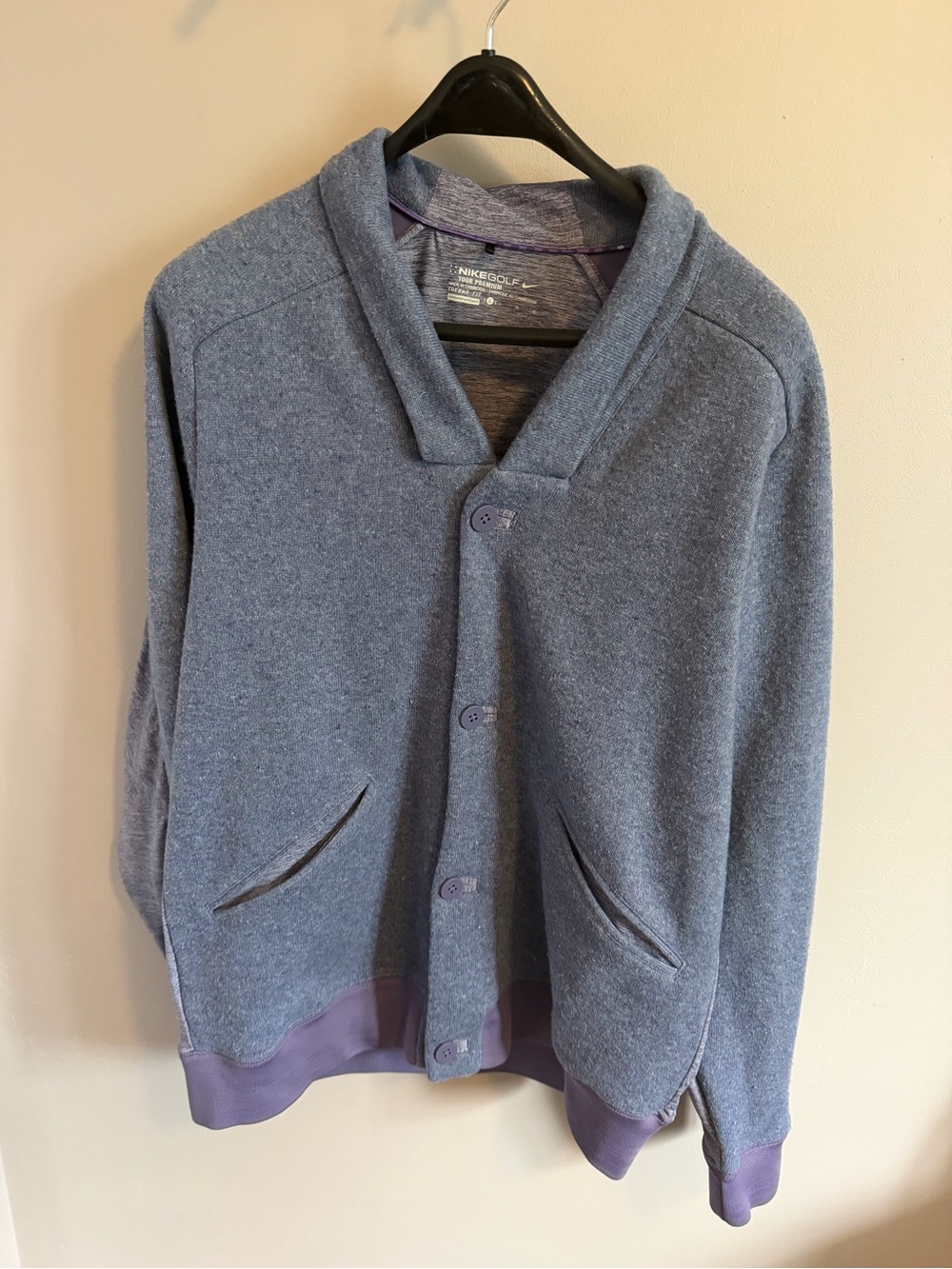 Nike Golf Tour Premium Therma-FIT Shawl Collar Cardigan Blue L